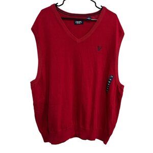 Chaps NEW Mens Red V-Neck Sleeveless Cotton Sweater Vest Size 4XB